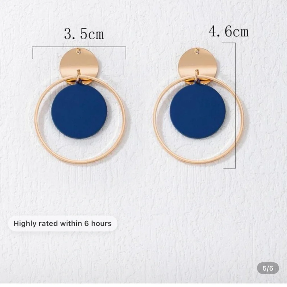 New Gold and Blue Hoop Earrings